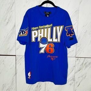 NEW Pro Standard Philly 76ers Basketball Wheat Blue NBA T-Shirt SZ L